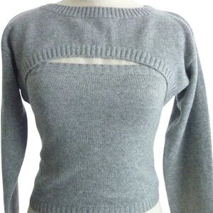 Reformation Cashmere Shrug Sweater with Tube Top in Heather Gray